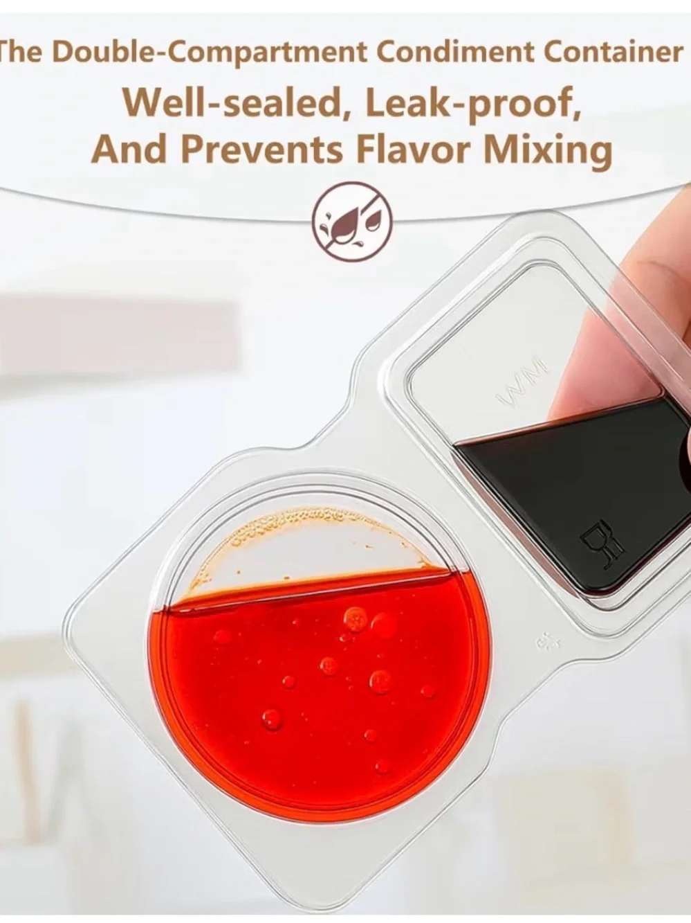 Clear Dual-Compartment Sauce & Snack Containers - 30 Pack includes 2 packs 048